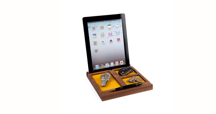 Desk Organizer Catchall Tray iPad and iPhone Stand Kitchen Tablet